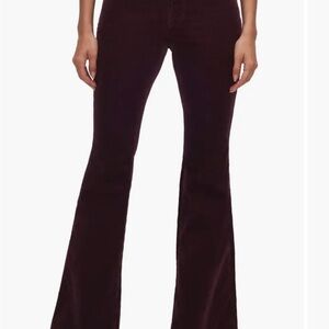 Good American Flared Corduroy Pants in Dark Burgundy